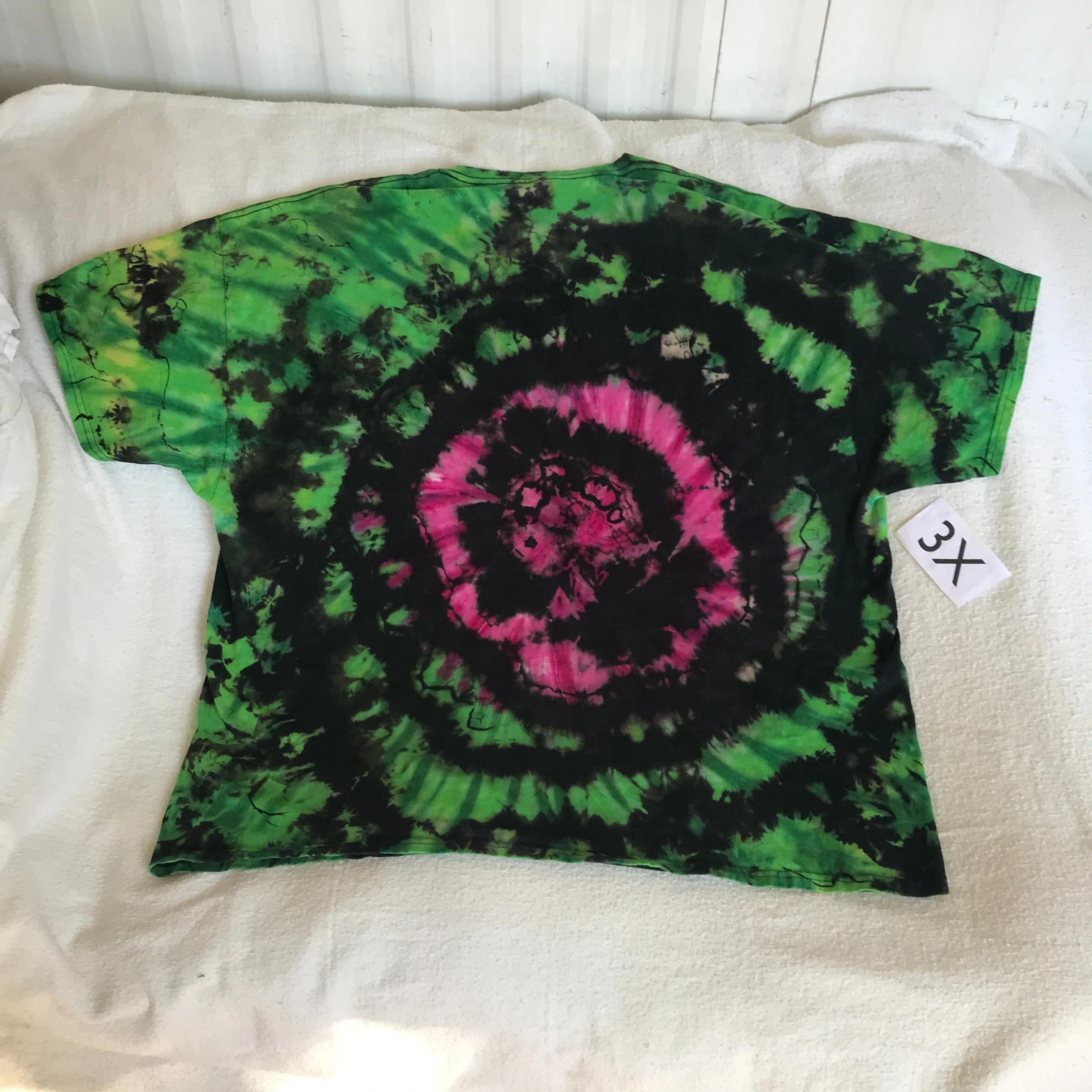 3X Discharged and Tie-Dyed Rose Tee