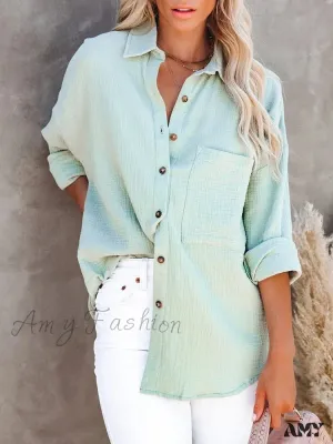 Amy Fashion - Casual Elegant Lapel Button Down Shirt