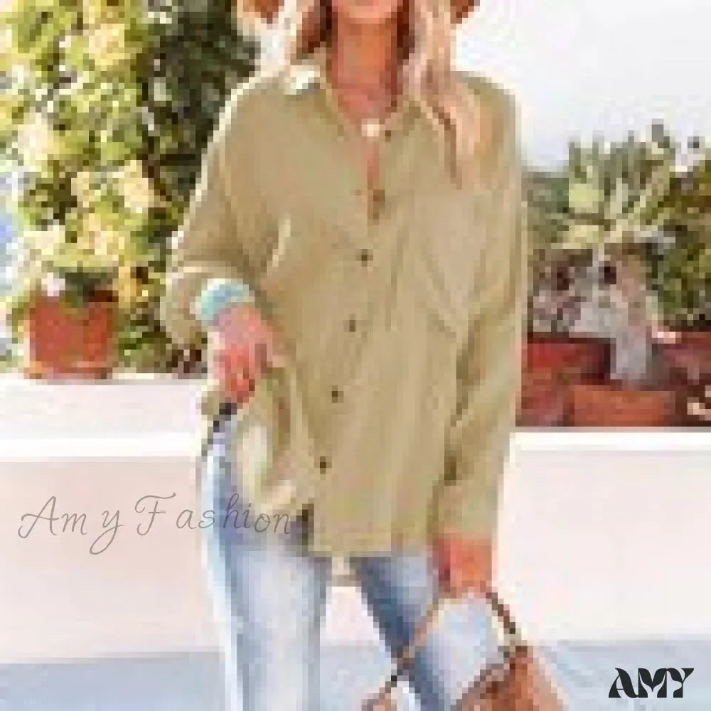 Amy Fashion - Casual Elegant Lapel Button Down Shirt