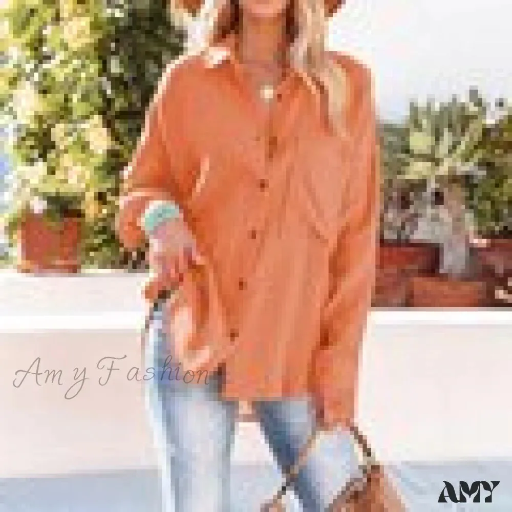 Amy Fashion - Casual Elegant Lapel Button Down Shirt