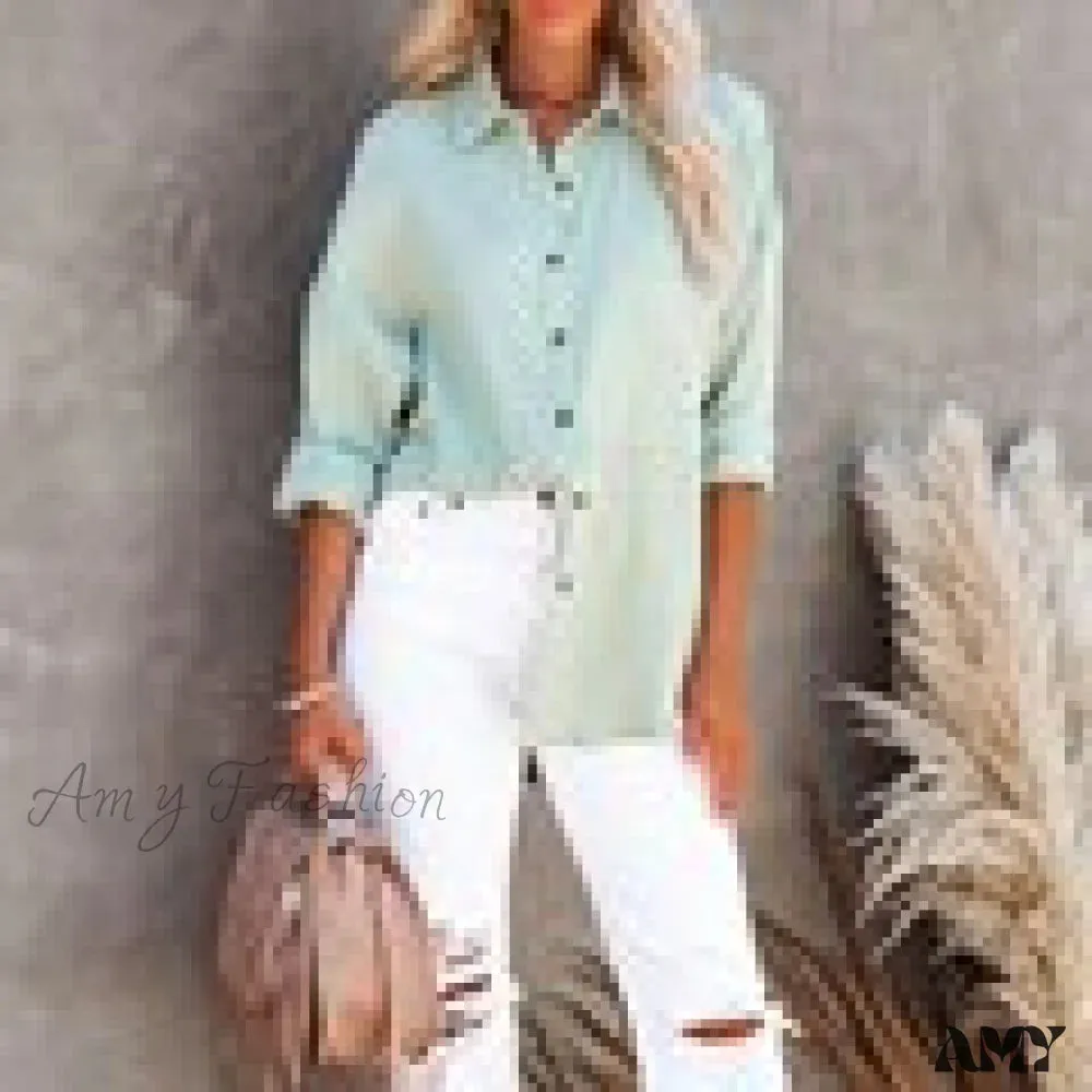 Amy Fashion - Casual Elegant Lapel Button Down Shirt