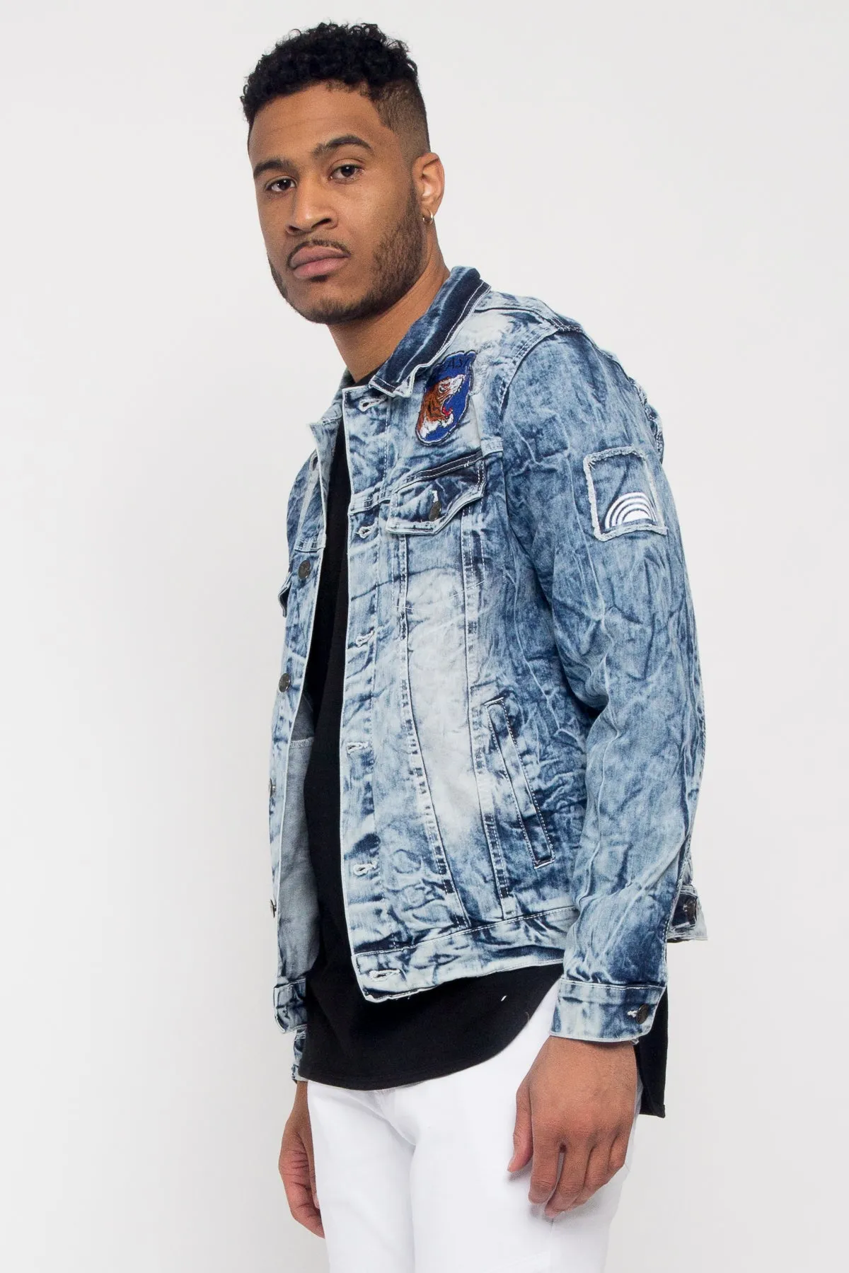 Applique Tiger Patch Denim Jacket