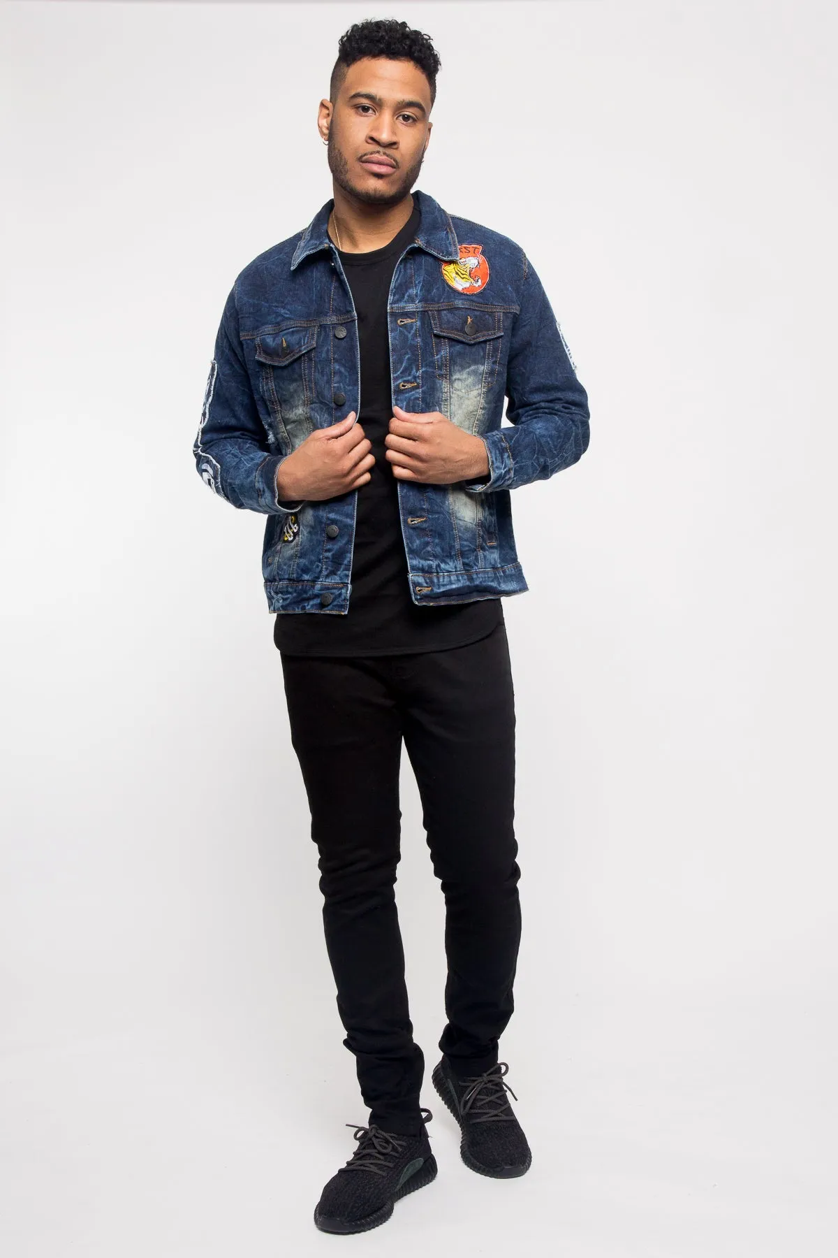 Applique Tiger Patch Denim Jacket