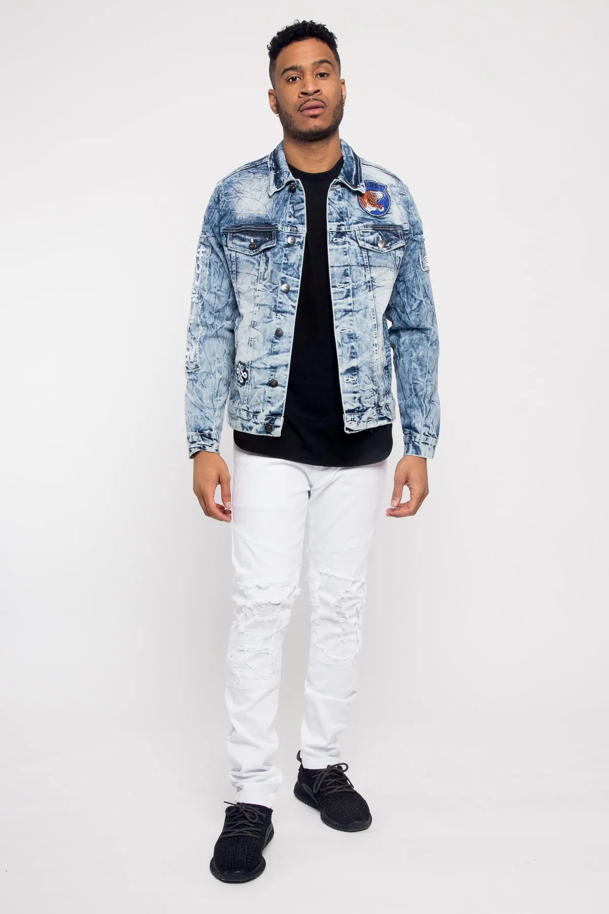 Applique Tiger Patch Denim Jacket