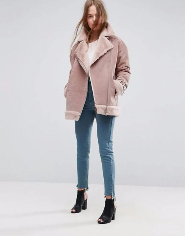 Aviator Jacket in Faux Suede