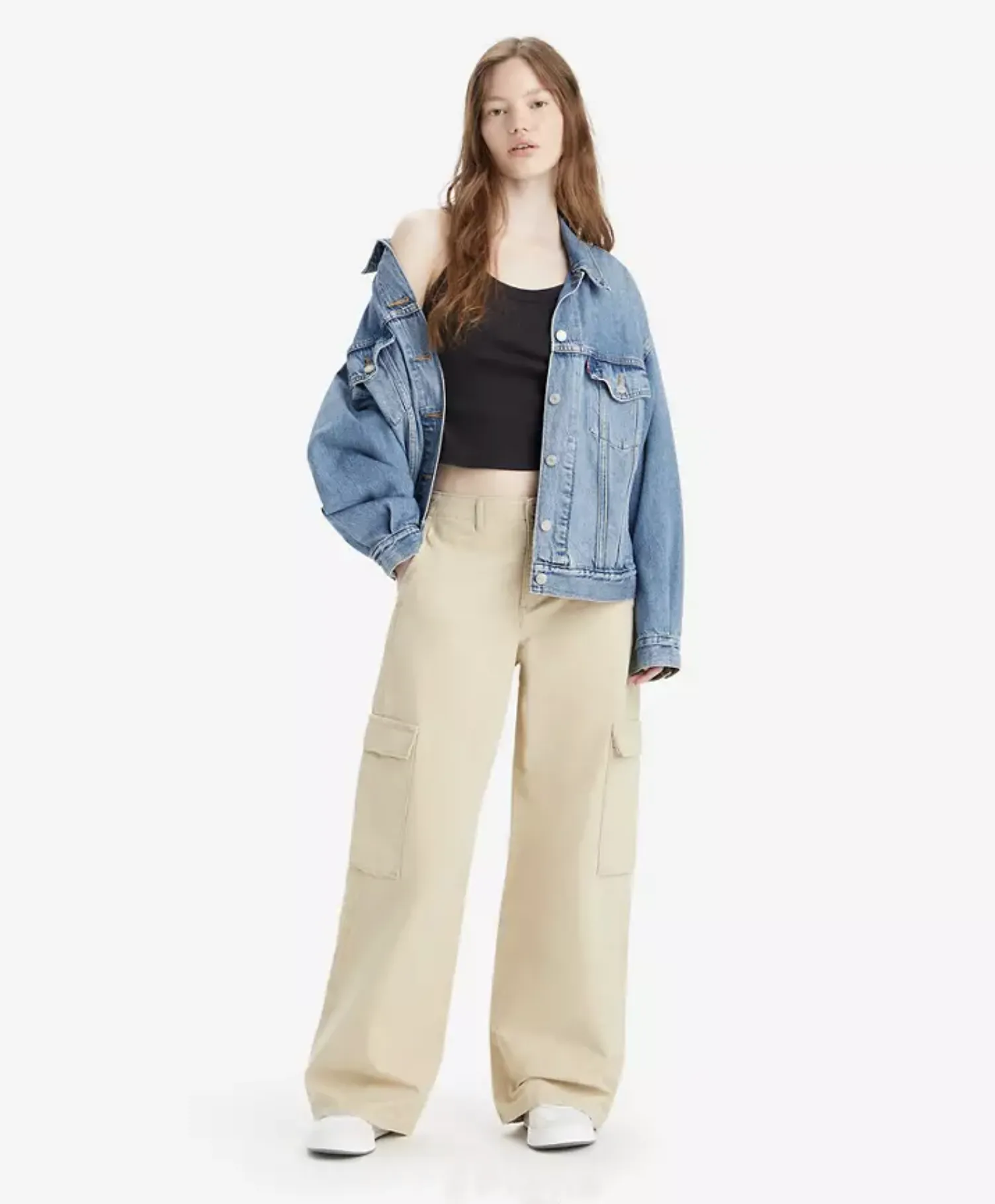 Baggy Cargo Trousers in Safari