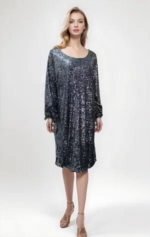 Black Sequin MIDI Dress