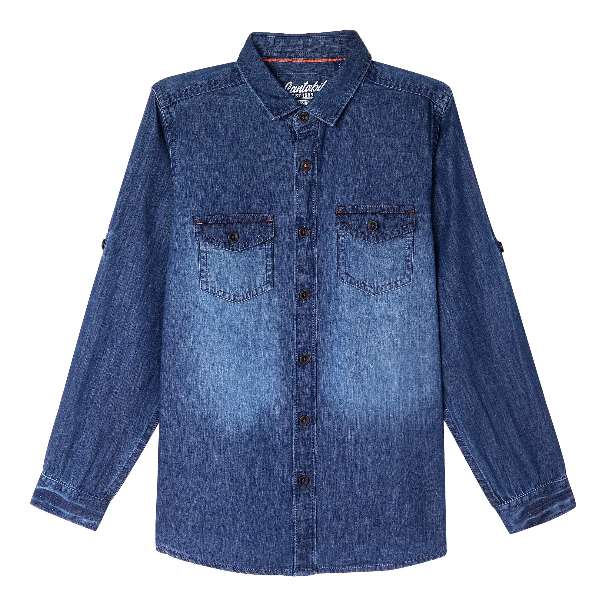 Boys Casual Indigo Blue Full Sleeve with Tab  Shirt