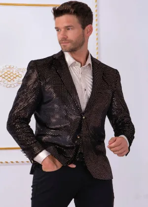 Brown Metallic Polkadot Velvet Blazer