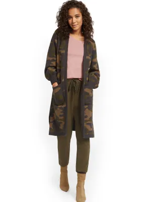 Camo-Print Duster Cardigan