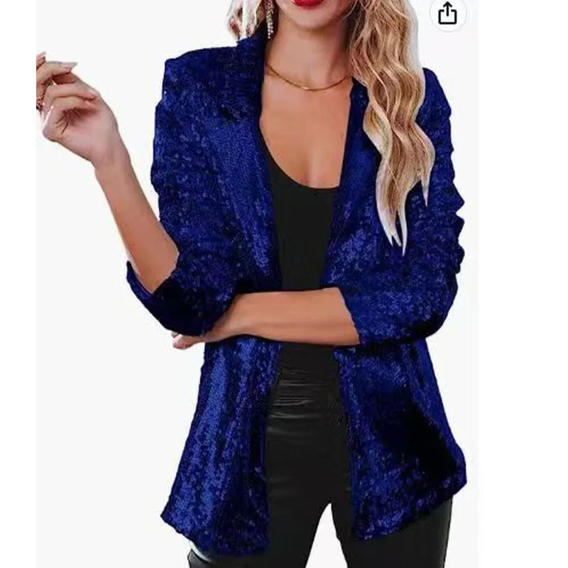 Casual Cardigan Lapel Long Sleeve Sequin Blazer Wholesale Womens Clothing