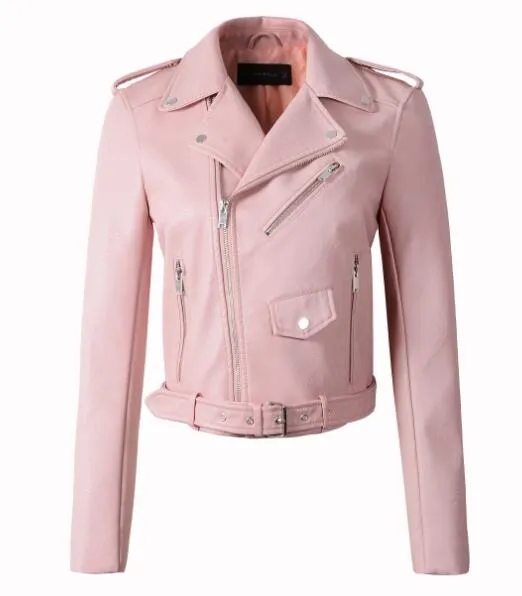 Casual Cool Women's Zippered Slim Leather Jackets For Motorcycle Riding