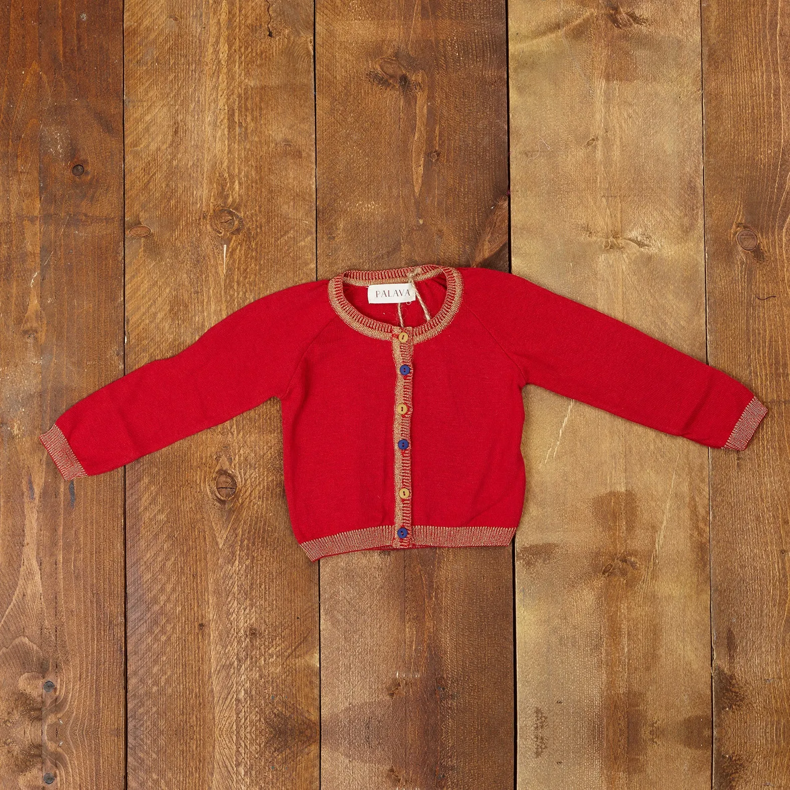 Children's Classic Cardigan - Sparkly Red