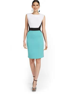 Colorblock Belted Sheath Dress