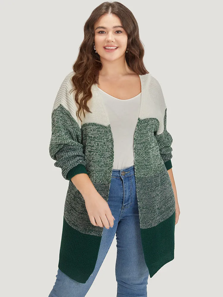 Colorblock Drop Shoulder Patchwork Cardigan