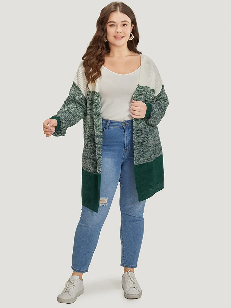 Colorblock Drop Shoulder Patchwork Cardigan