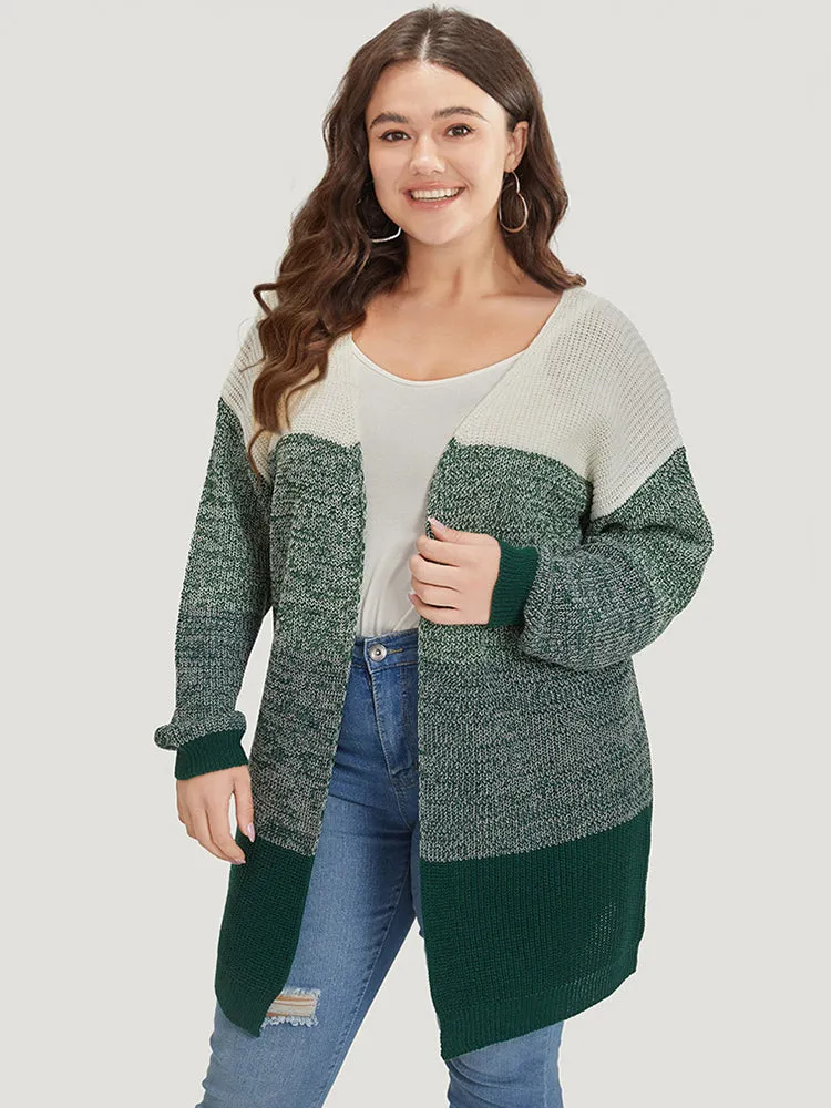 Colorblock Drop Shoulder Patchwork Cardigan