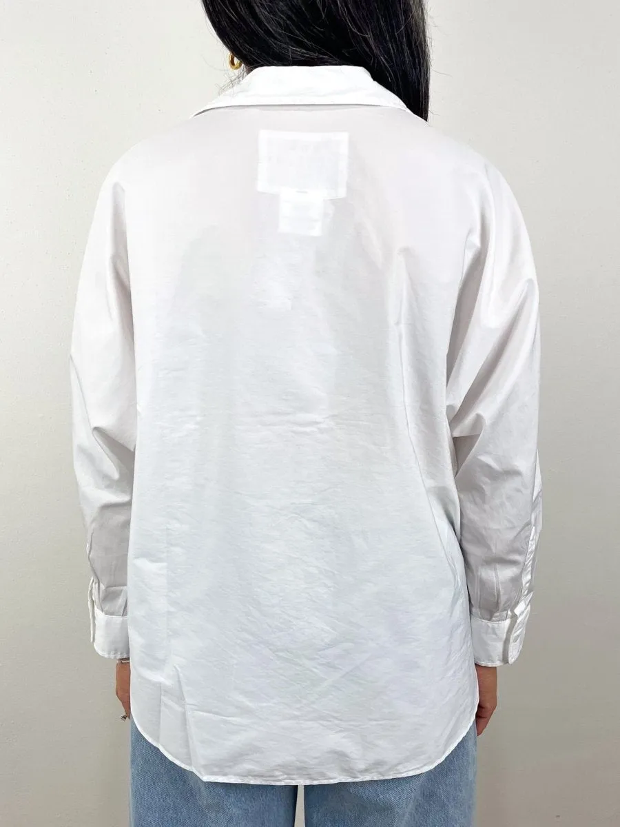 Continuous Button-Up Shirt in White Superluxe