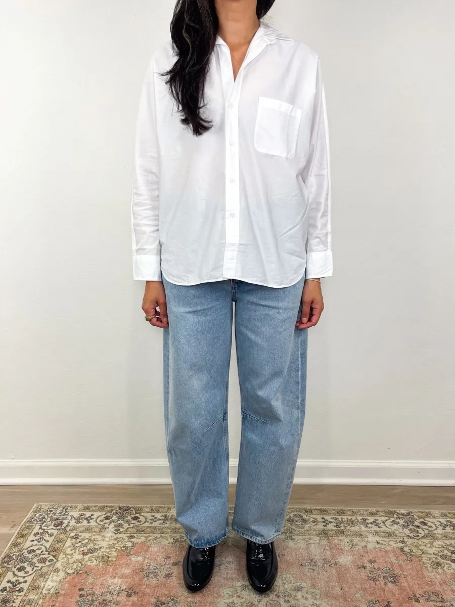 Continuous Button-Up Shirt in White Superluxe