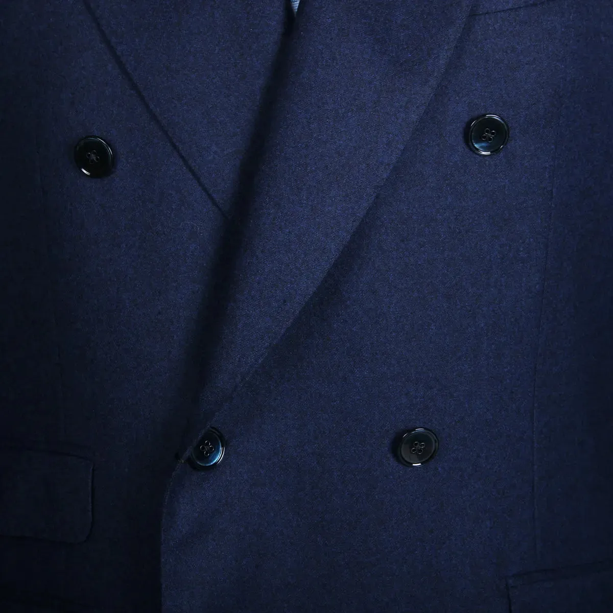 Dark Navy Wool Flannel Double-Breasted Suit