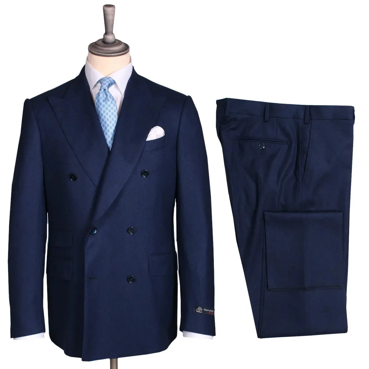 Dark Navy Wool Flannel Double-Breasted Suit