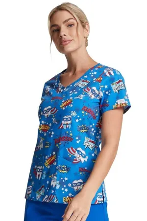 Dickies Women's V-Neck Print Scrub Top | Super Smile