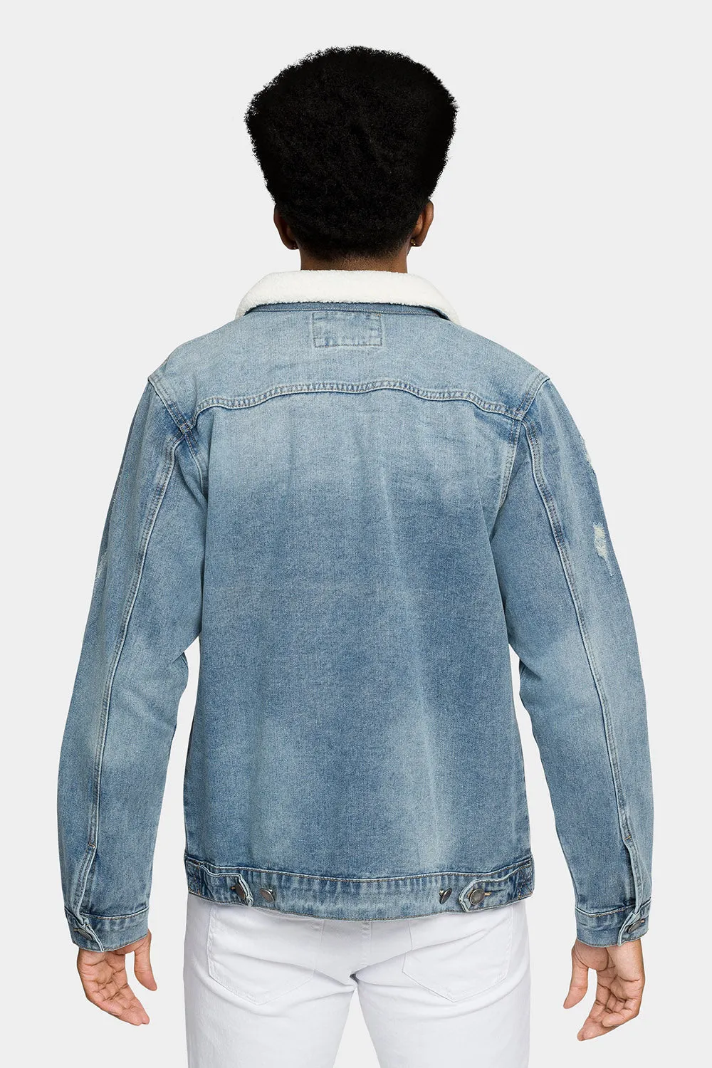 Distressed Sherpa Denim Jacket