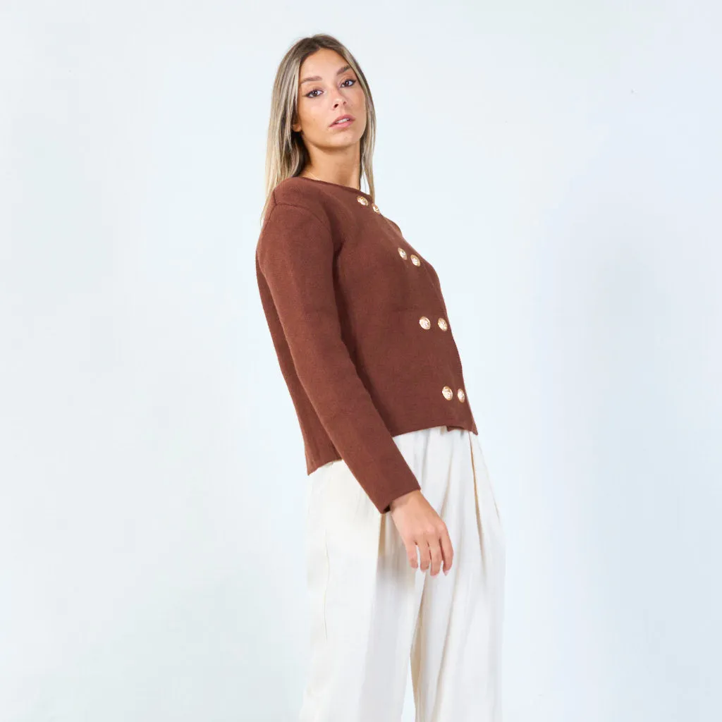 Double-breasted buttoned knit cardigan wholesale