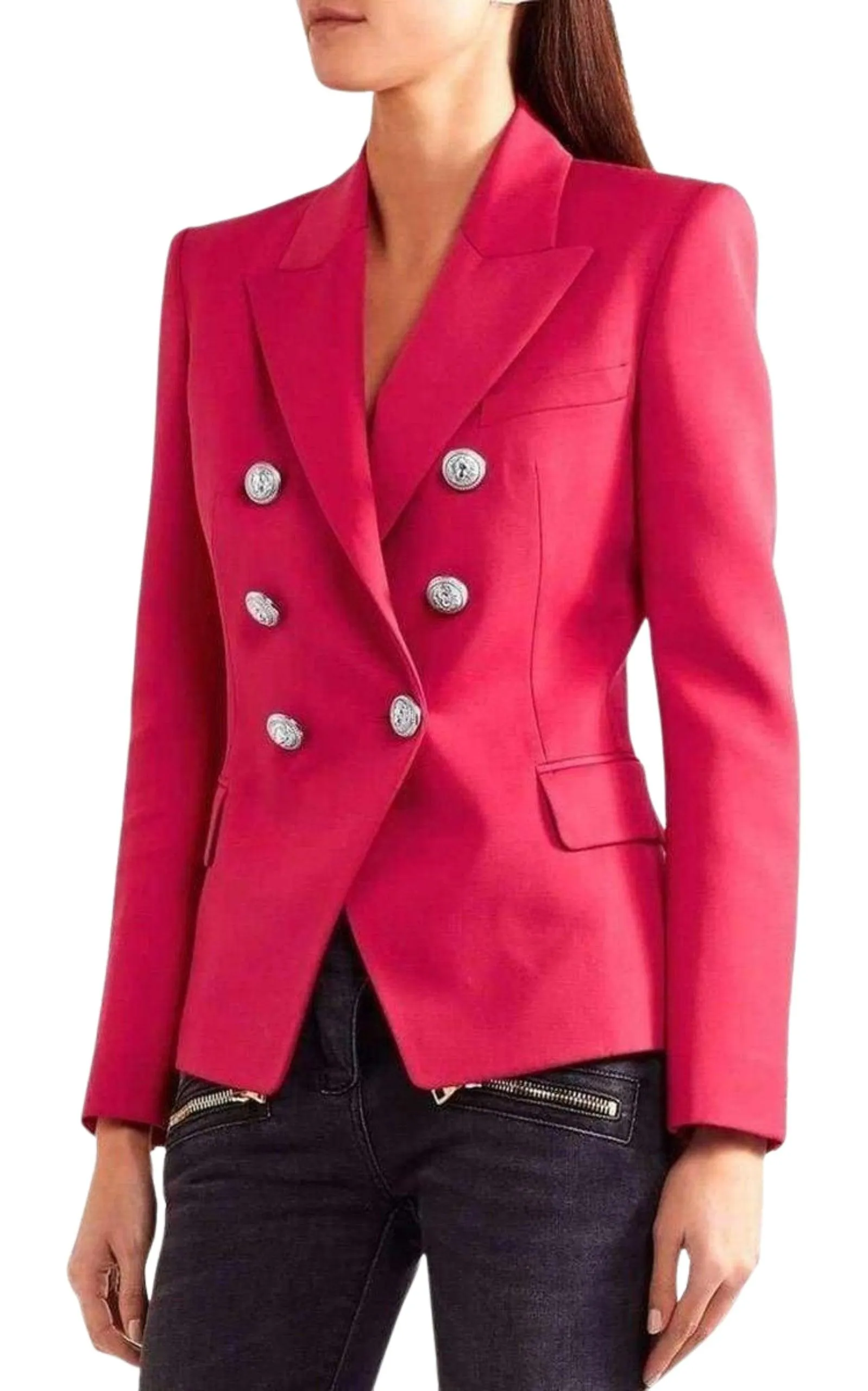 Double Breasted Red Wool Blazer