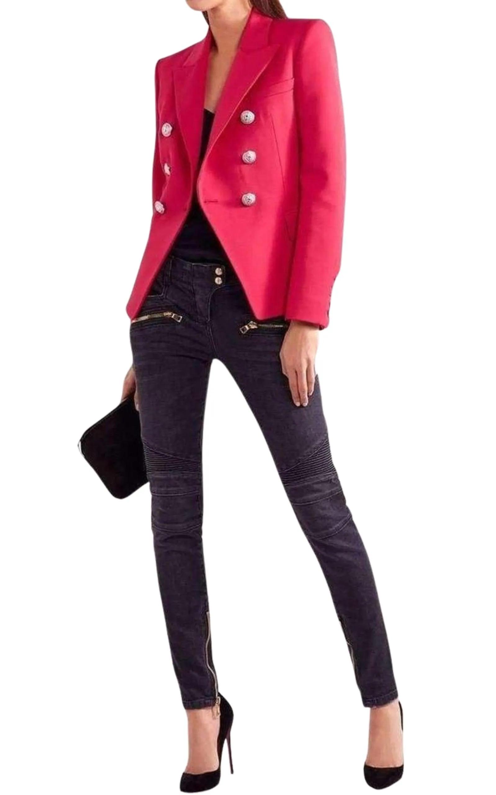 Double Breasted Red Wool Blazer