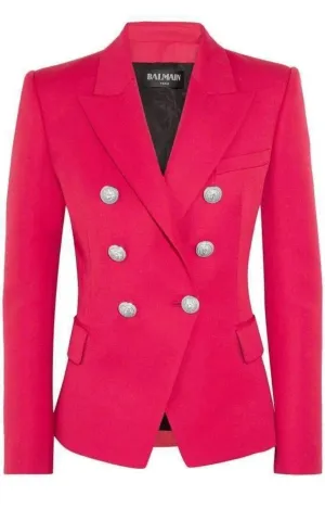 Double Breasted Red Wool Blazer