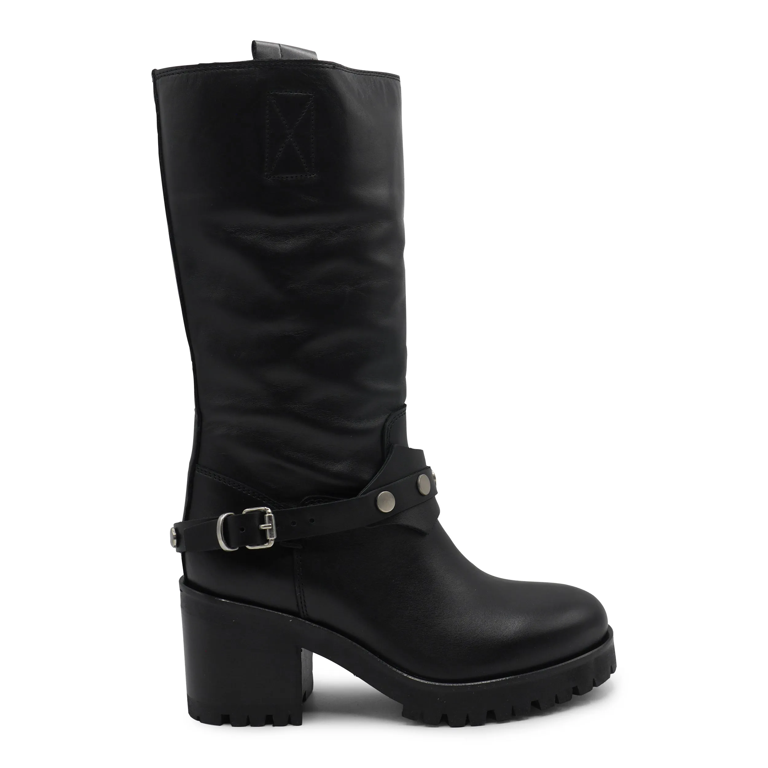 E5O952 - Black Leather Biker Boot