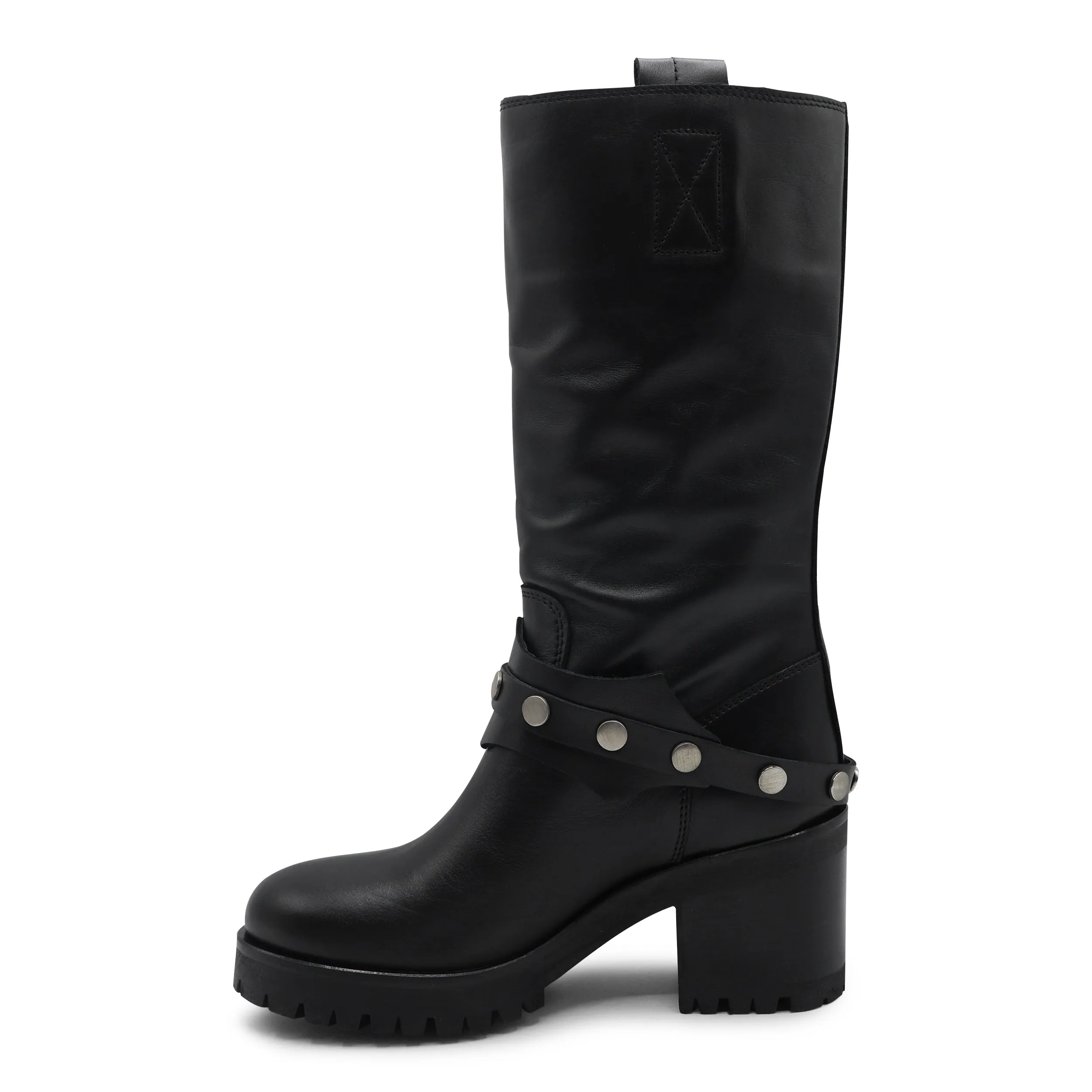 E5O952 - Black Leather Biker Boot