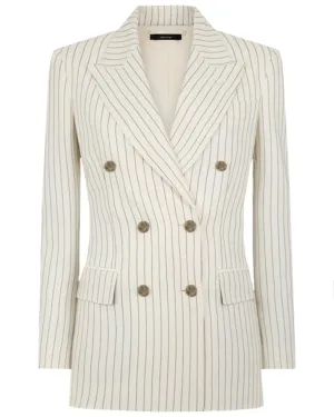 Ecru and Black Stripe Tailored Blazer