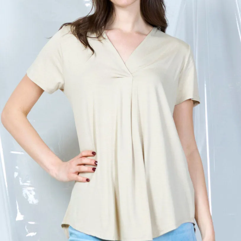 Elegant draped V-neck blouse wholesale