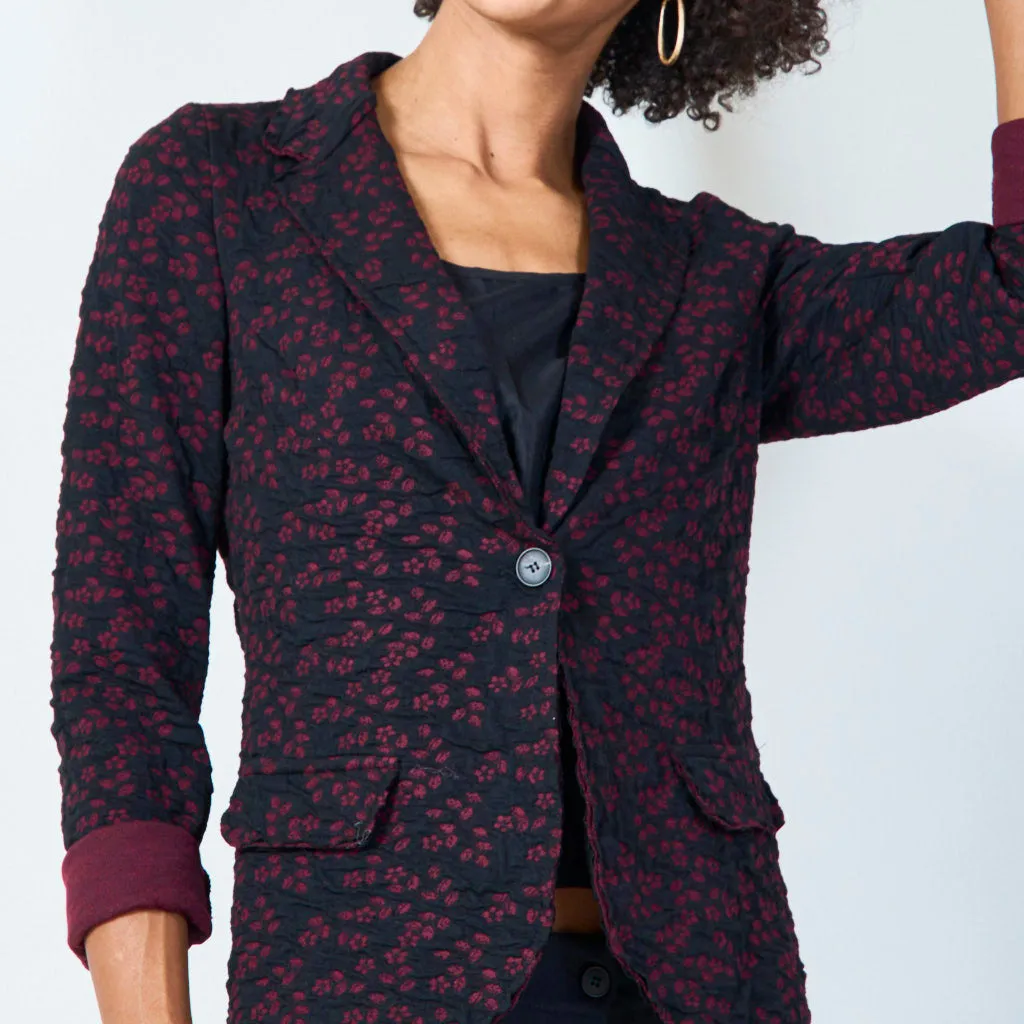 Floral print blazer with rolled cuffs wholesale