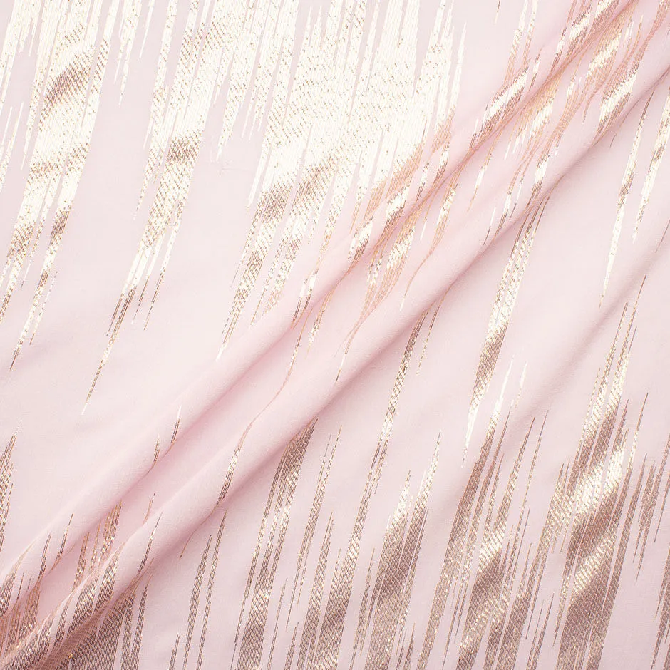 Gold Metallic & Ballet Pink Silk Georgette