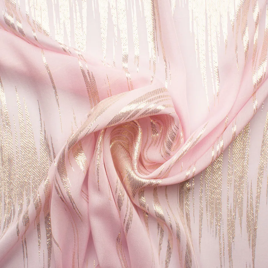 Gold Metallic & Ballet Pink Silk Georgette