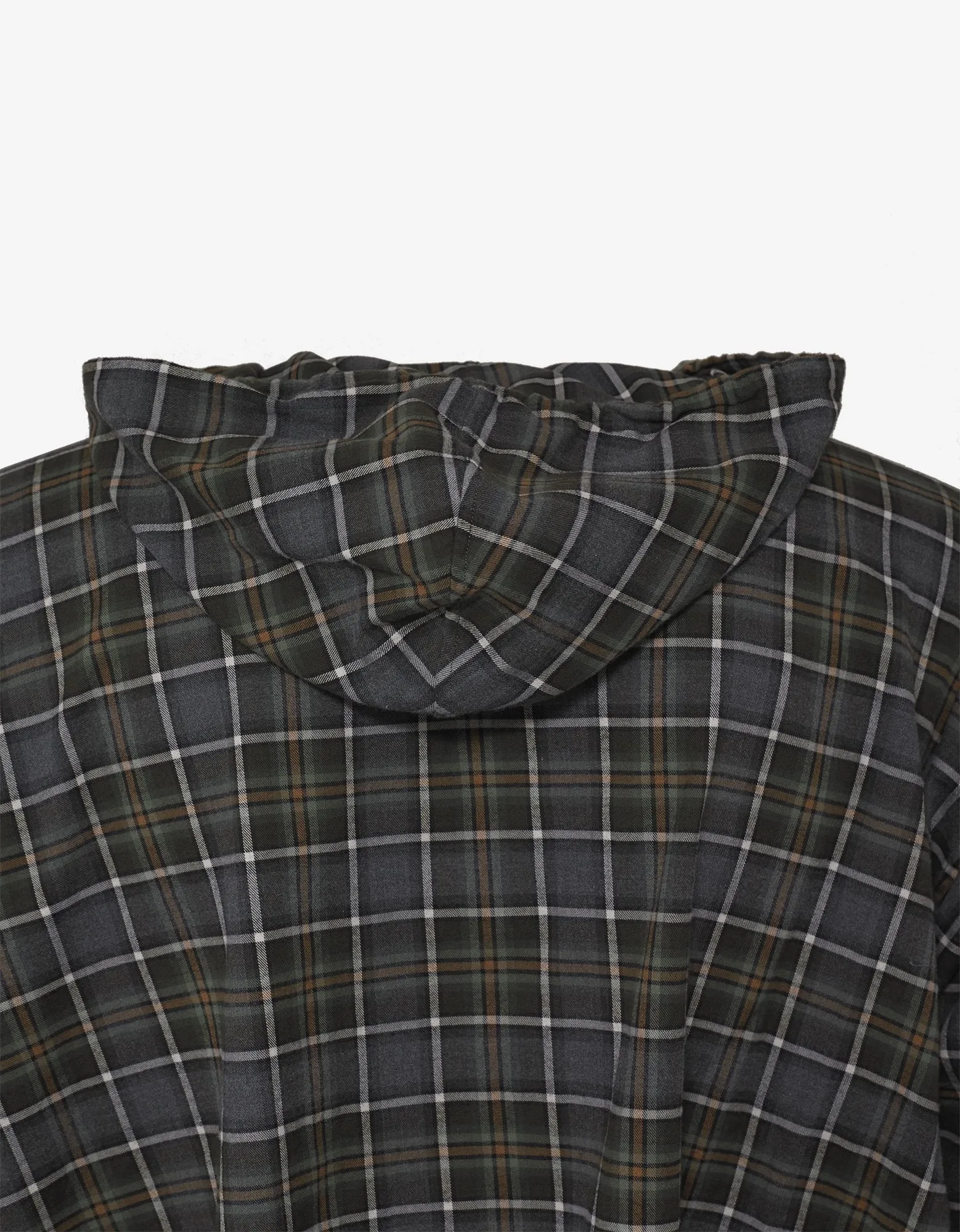 Grey Check Short Sleeve Hooded Shirt