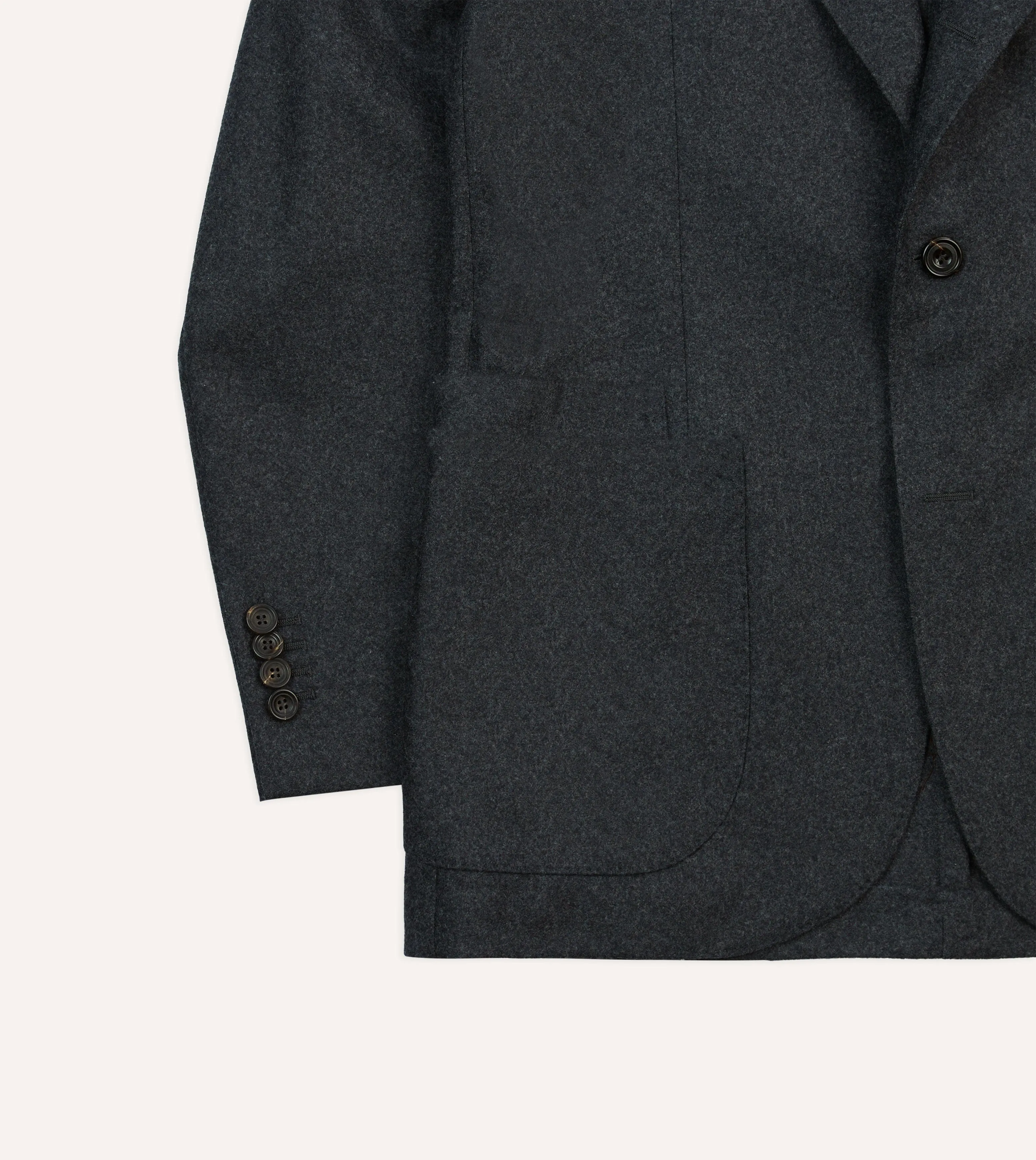 Grey Wool Flannel Tailored Jacket