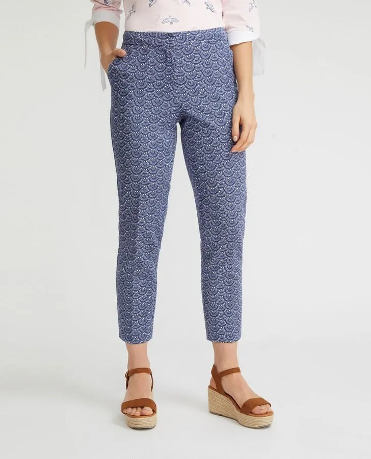 Ink Blue Waves Print Cafe Trouser