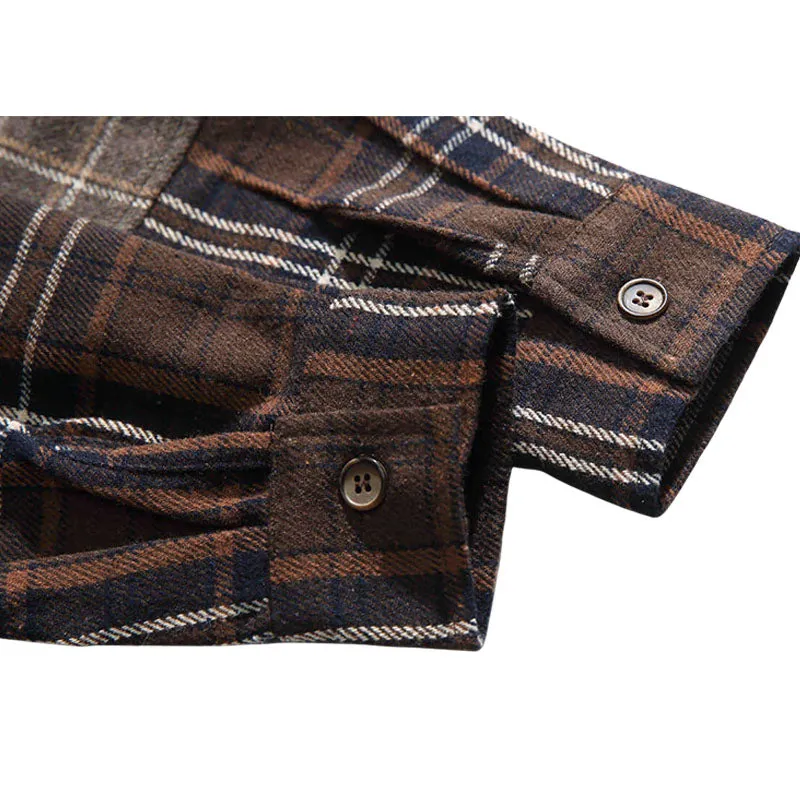 Irregular Contrast Plaid Shirts