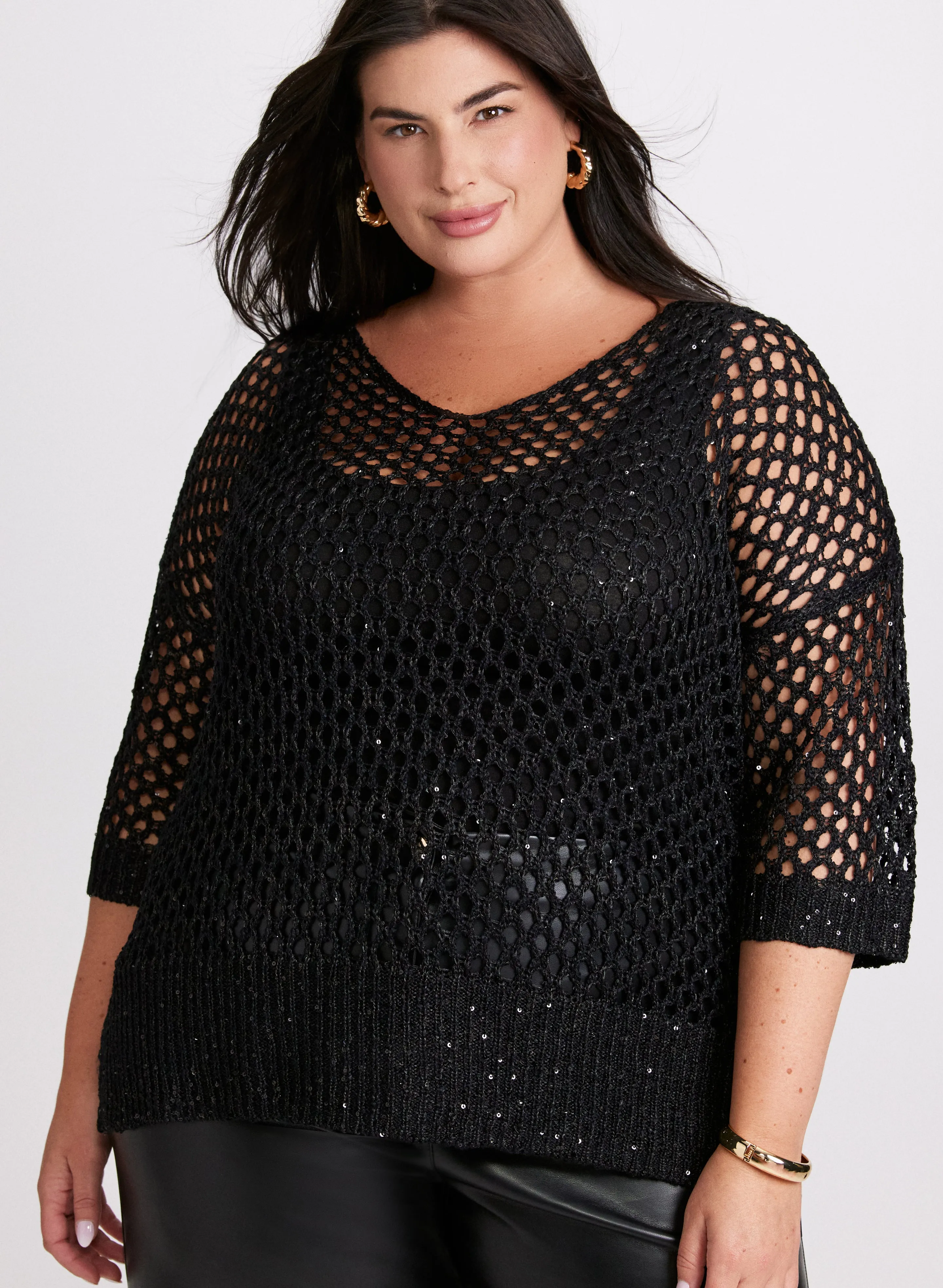 Joseph Ribkoff - Sequined Open Stitch Sweater