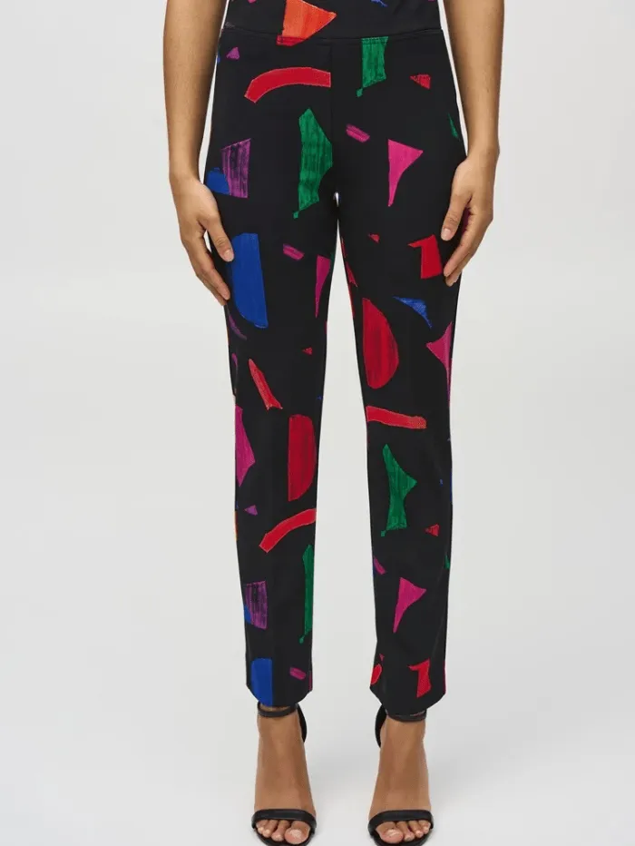 Joseph Ribkoff Silky Knit Abstract Print Straight Trousers 244245 Col 178