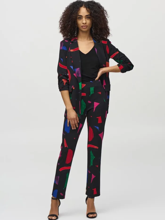 Joseph Ribkoff Silky Knit Abstract Print Straight Trousers 244245 Col 178