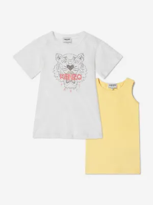 KENZO Girls Jersey And Mesh Tiger Dress