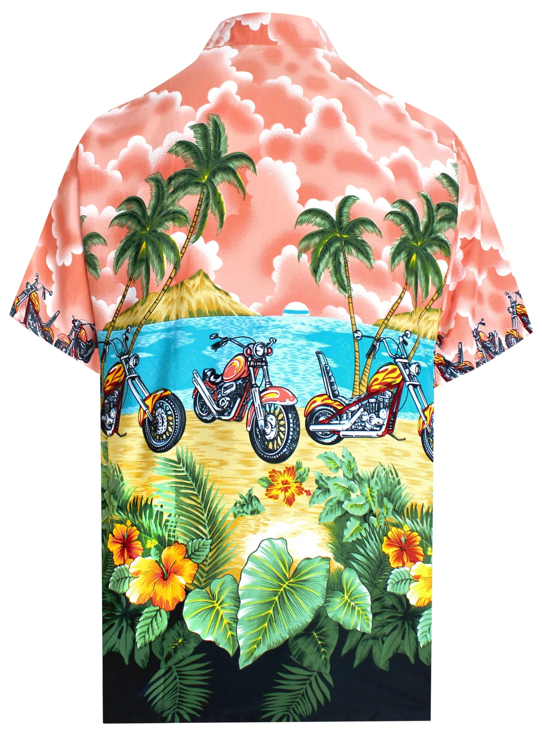 LA LEELA Shirt Casual Button Down Short Sleeve Beach Shirt Men Aloha Pocket Blood Red_W165