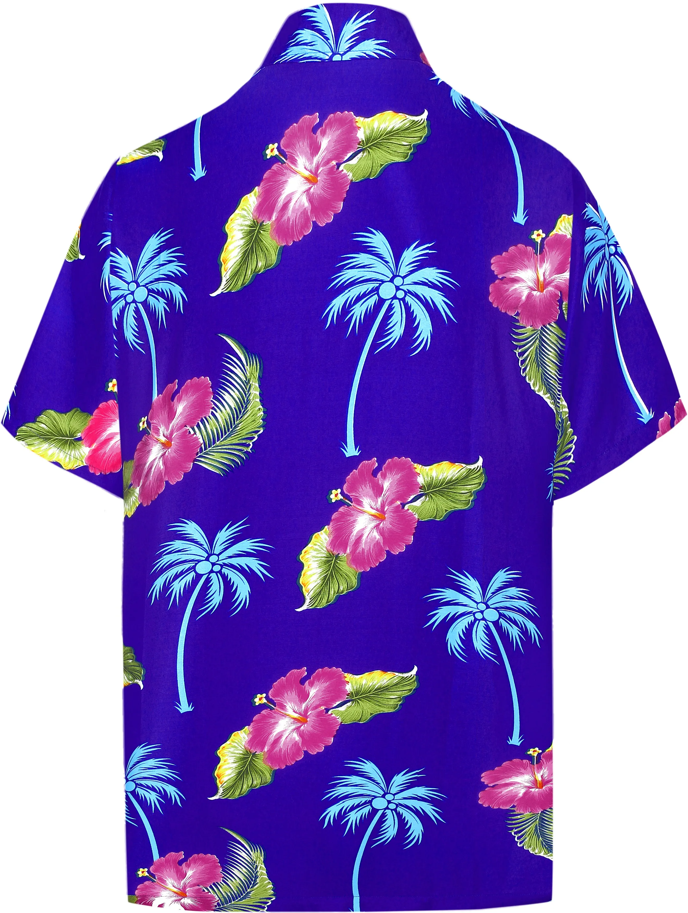 LA LEELA Shirt Casual Button Down Short Sleeve Beach Shirt Men Aloha Pocket shirt Blue_W366