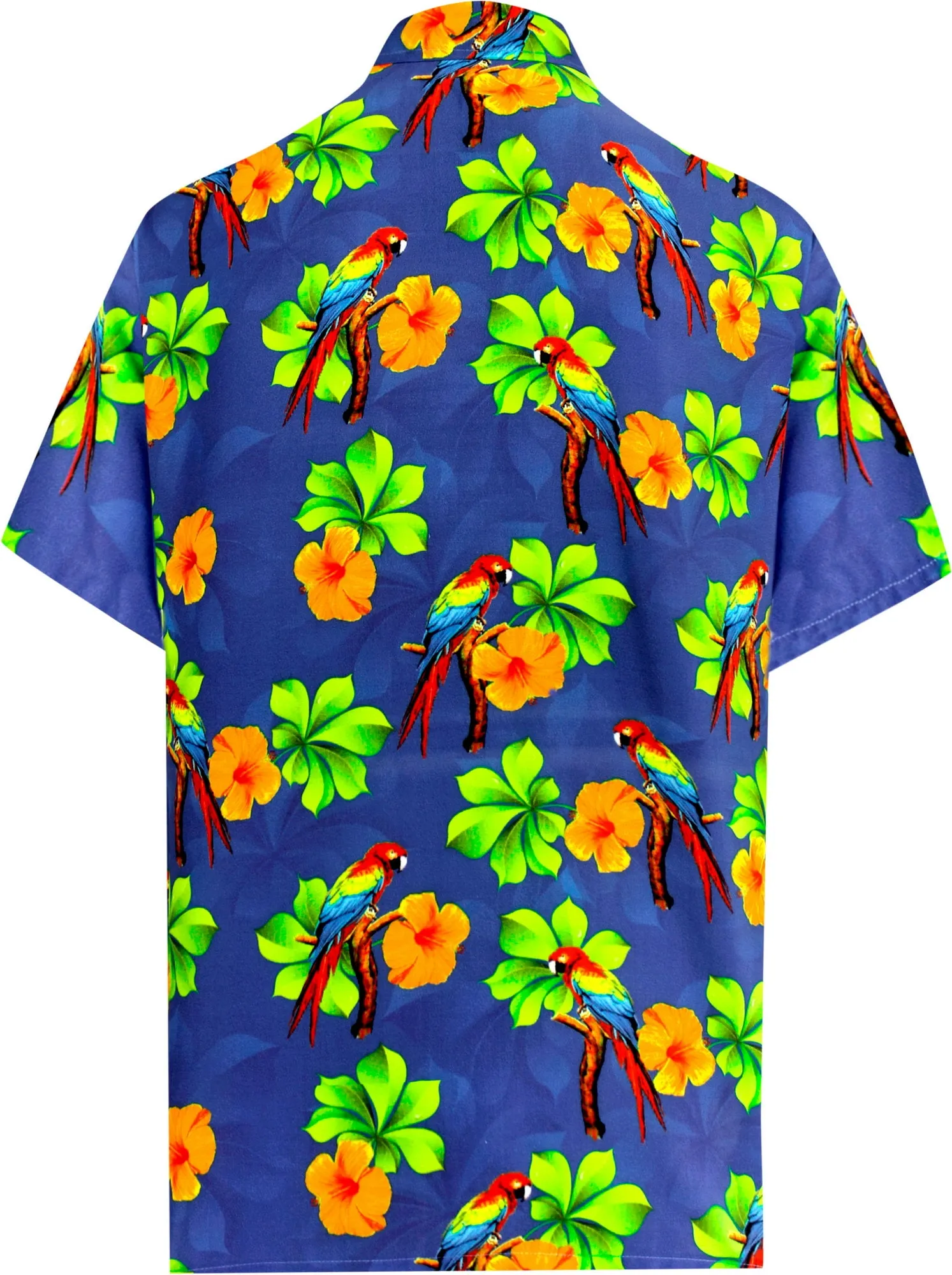 LA LEELA Shirt Casual Button Down Short Sleeve Beach Shirt Men Aloha Pocket shirt Blue_W591