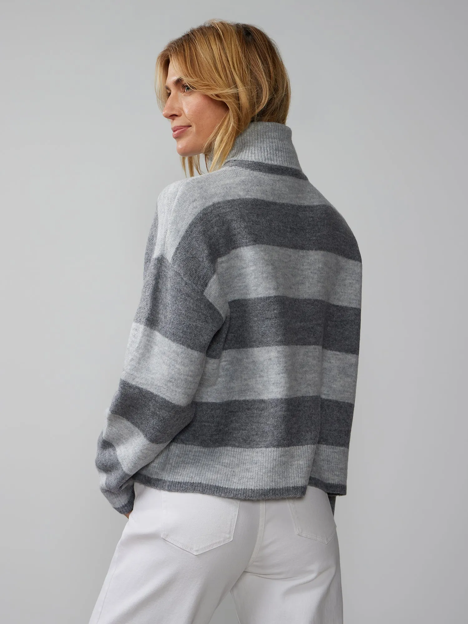 Long Sleeve Striped Turtleneck Sweater